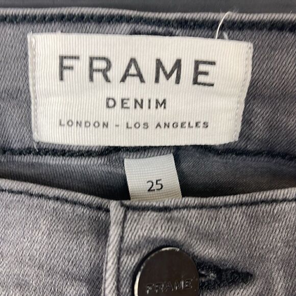 𝅺FRAME Denim Le Skinny de Jeanne Grey Shred - Picture 6 of 13